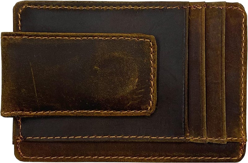 HOPSOOKEN Money Clip RFID Front Pocket Wallet Men Leather Slim Minimalist Wallet - Image 1